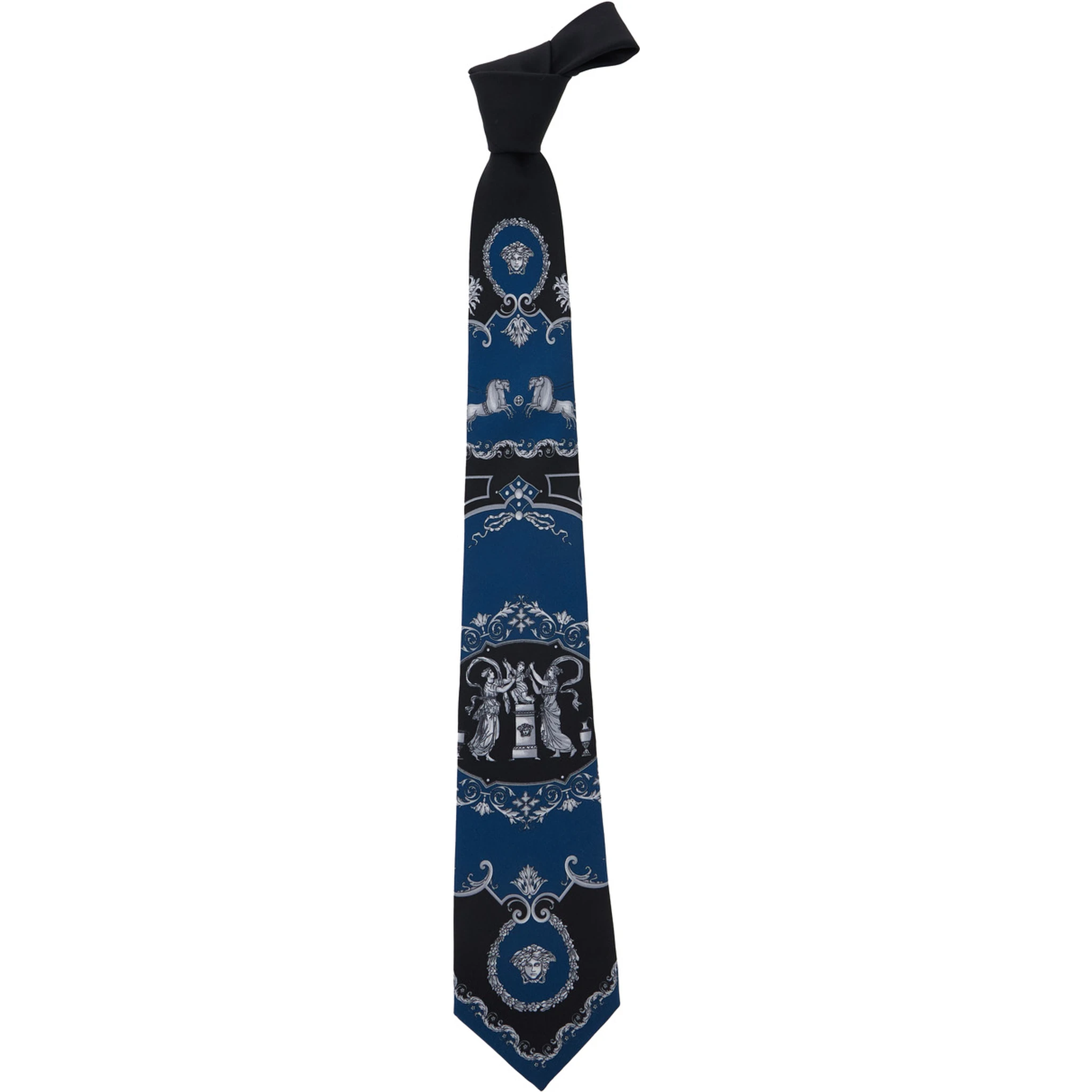 Blue Tie with Rear Tie Closure and All-Over Print in Silk Man
