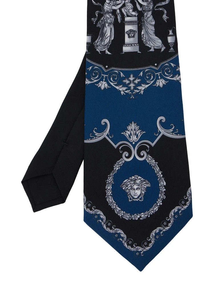 Blue Tie with Rear Tie Closure and All-Over Print in Silk Man alternative
