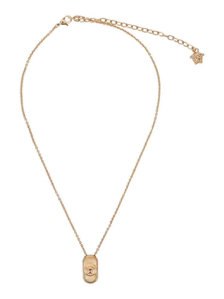 Gold-Colored Necklace with Medusa Head Pendant in Brass Man