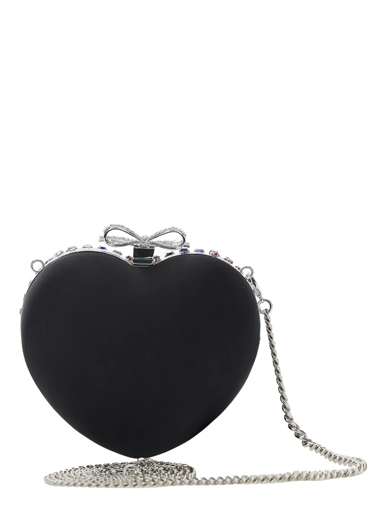 Multicolor Heart Shaped Clutch with Pearl Embellishments and Bow Detail in Tech Fabric Woman alternative