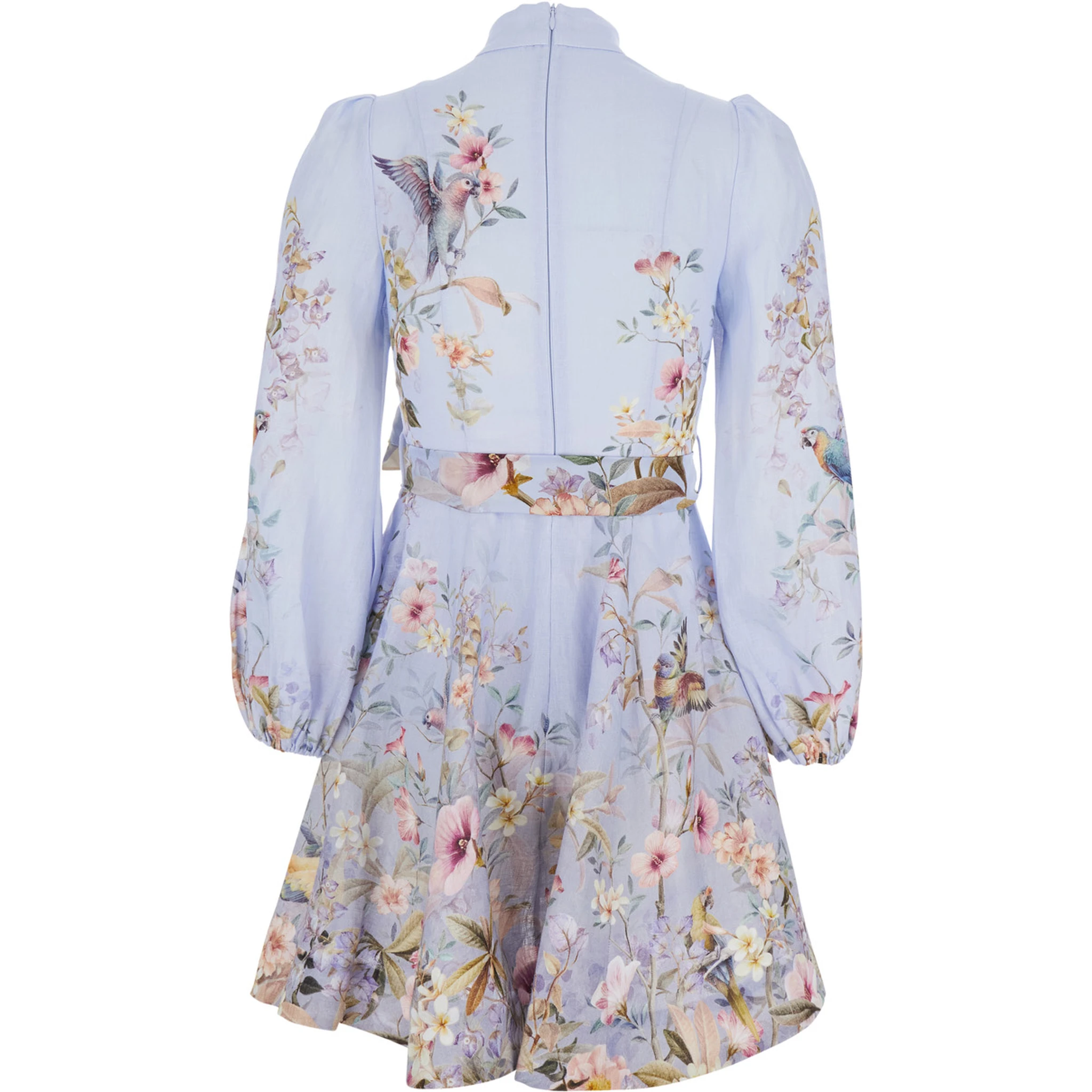 Rebellion Multicolor Midi Dress with Bow Detail on the Front and All-Over Floral Print in Linen Woman