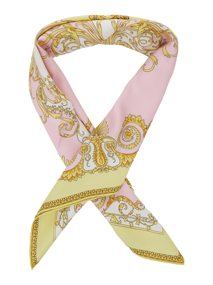 Multicolor Scarf with All-Over Baroque Print in Silk Woman alternative