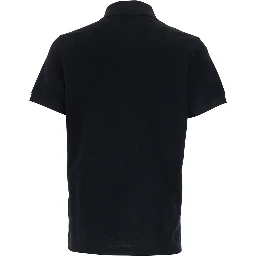 Black Polo Shirt with Metallic FF Logo on the Front in Cotton Pique Man