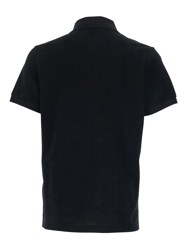 Black Polo Shirt with Metallic FF Logo on the Front in Cotton Pique Man alternative