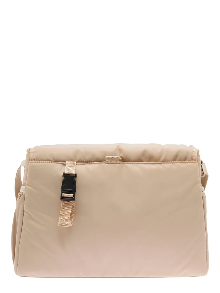 Beige Crossbody Mummy Bag in Nylon Baby alternative