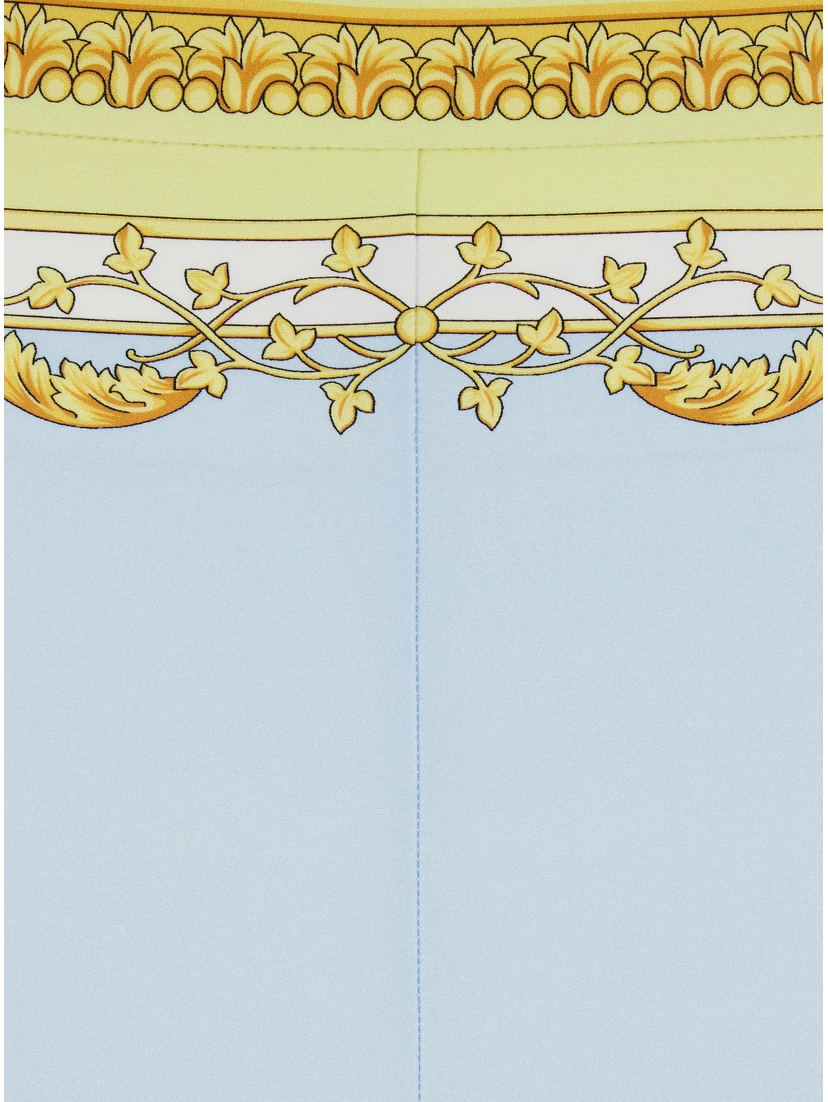 Blue Leggings with All-Over Geometric Print in Stretch Fabric Woman