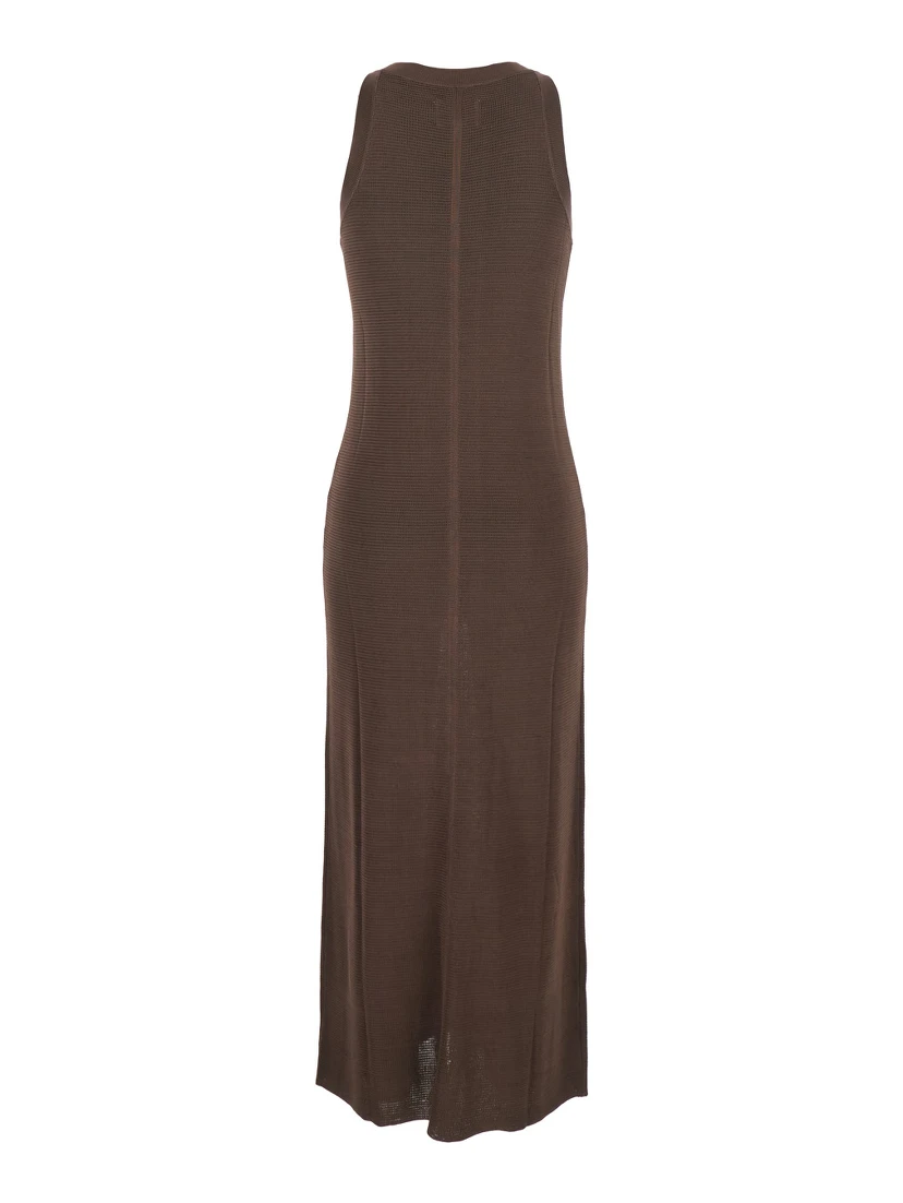Pablo Brown Long Dress with Sheath Design in Viscose Woman