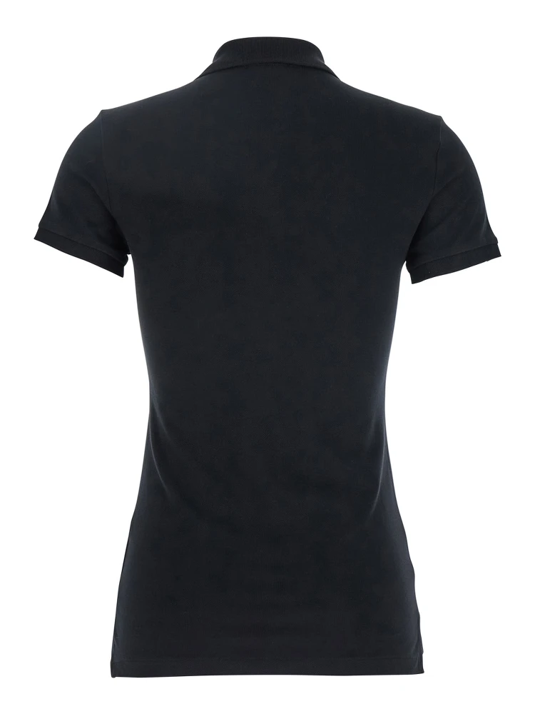 Julie Black Polo Shirt with Classic Collar and Pony Embroidery on the Front in Cotton Stretch Woman alternative