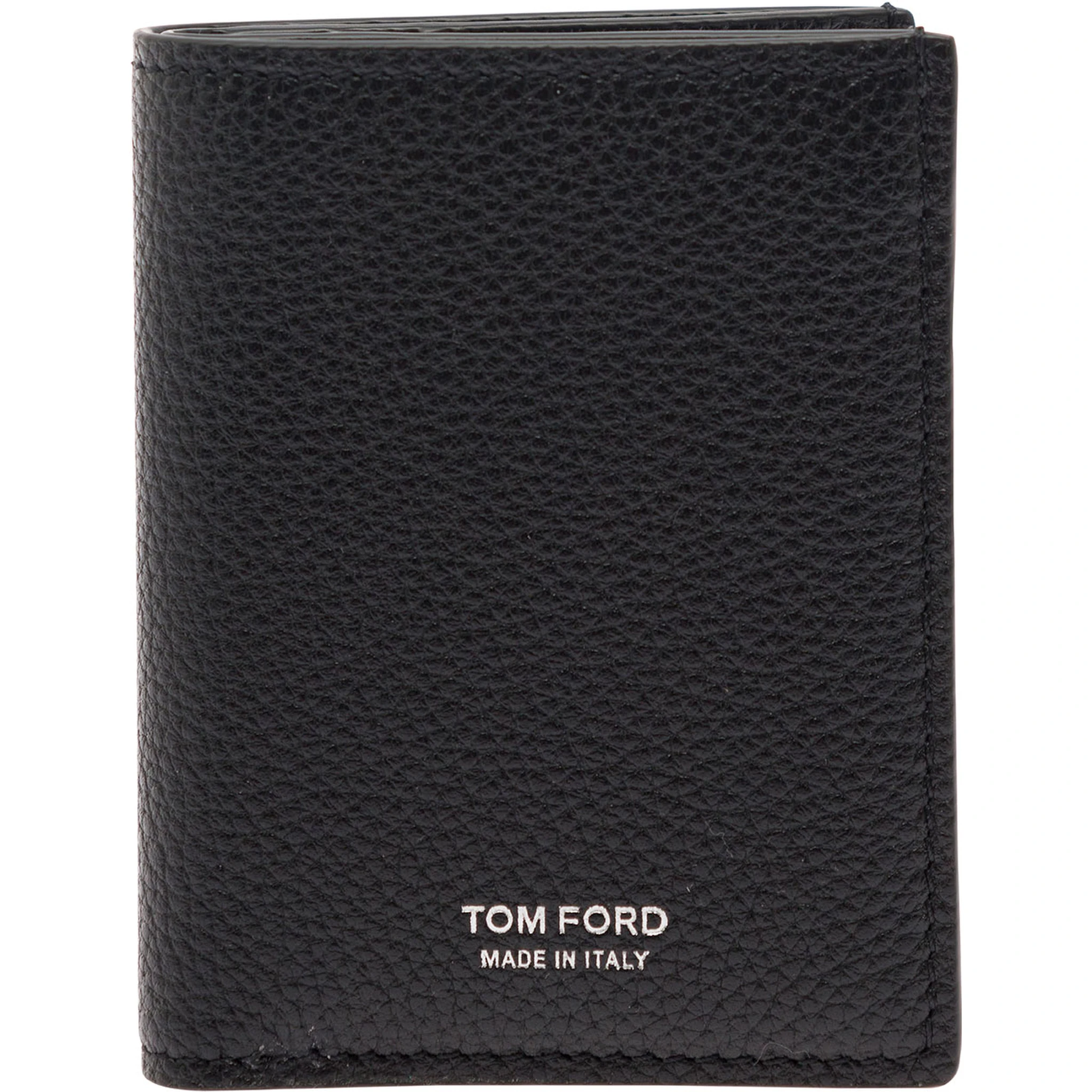 Black Card-Wallet with Embossed Logo in Hammered Leather Man