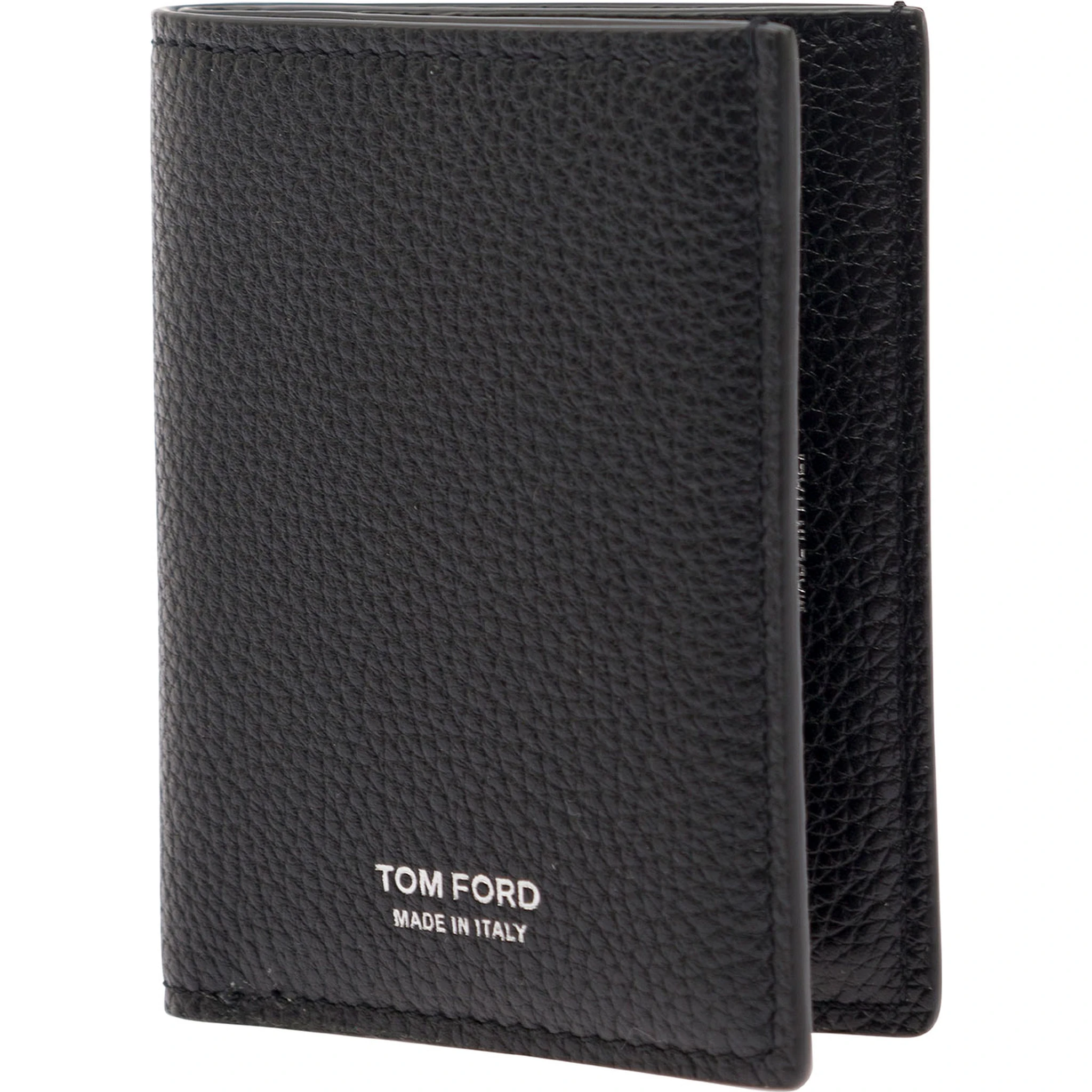 Black Card-Wallet with Embossed Logo in Hammered Leather Man