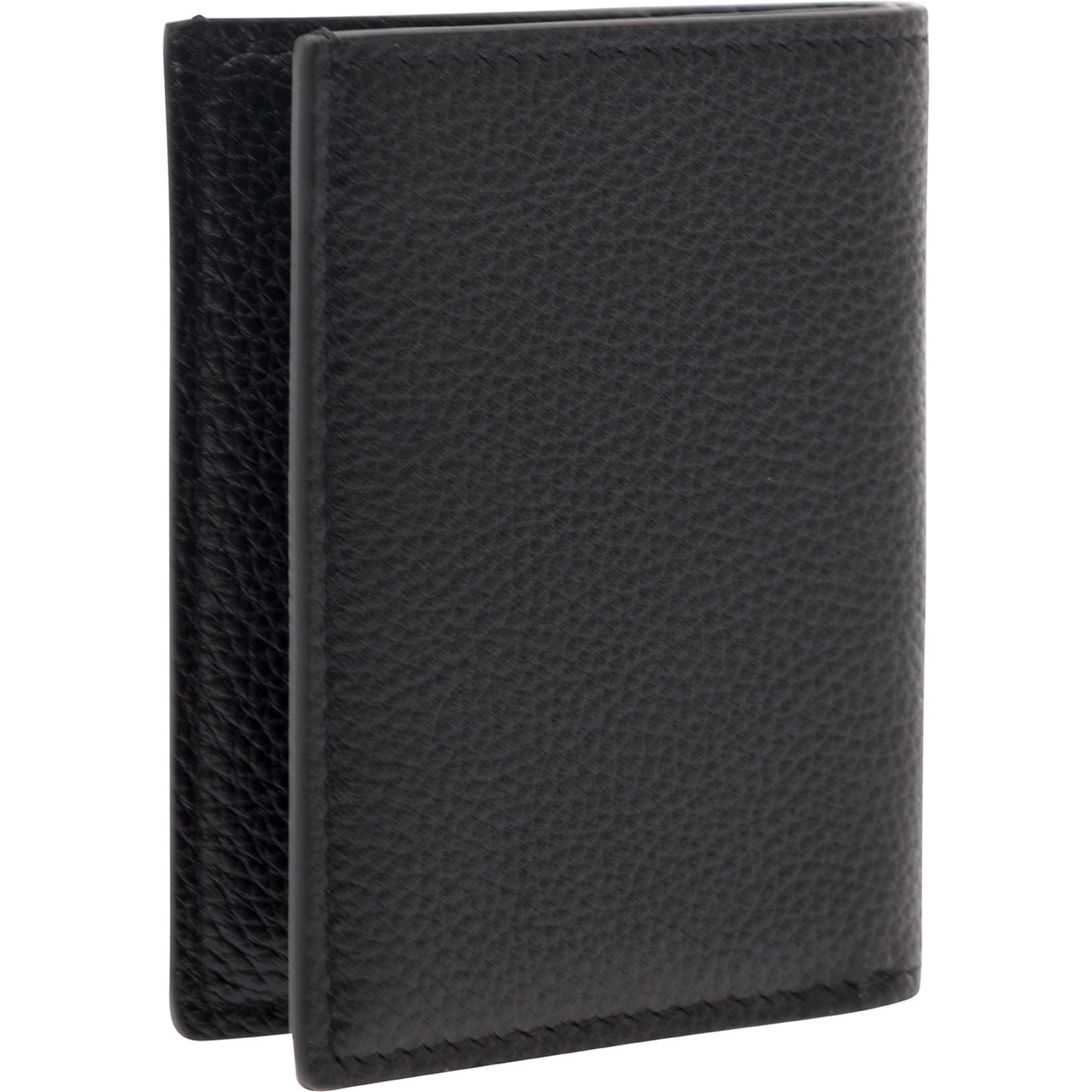 Black Card-Wallet with Embossed Logo in Hammered Leather Man