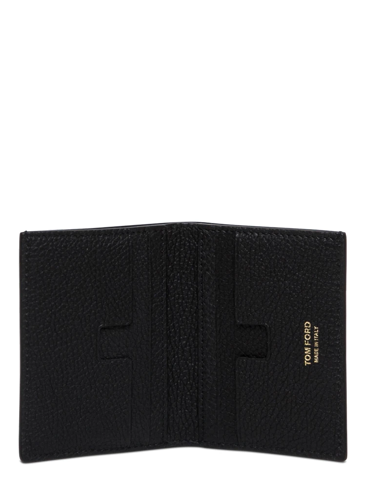 Black Card Holder with Embossed Logo Lettering on the Front in Grained Leather Man alternative