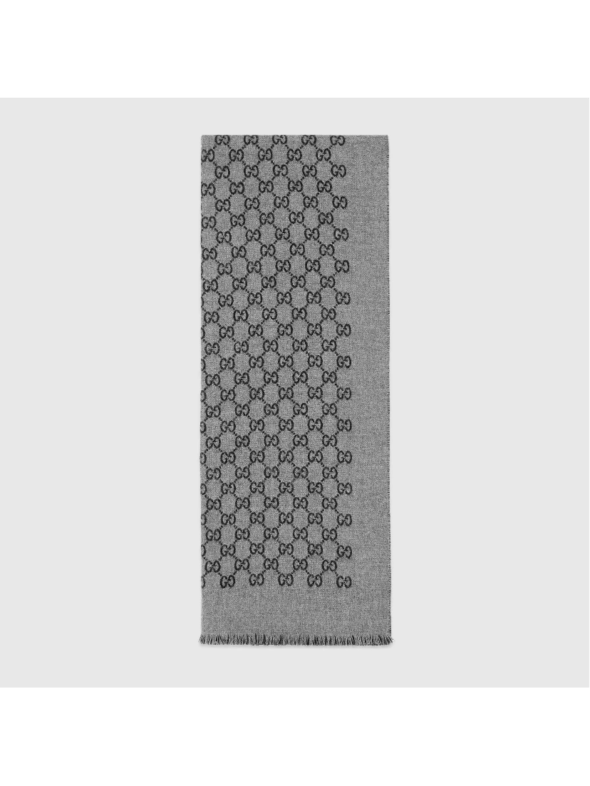Scarf in wool with jacquard GG motif