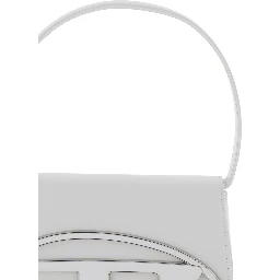 1DR White Shoulder Bag with Oval D Patch in Leather Woman