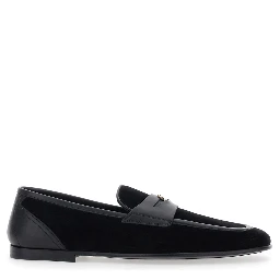 Ariosto Black Loafers with Metallic DG Logo Plate on the Front in Leather and Suede Man