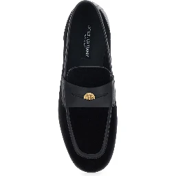 Ariosto Black Loafers with Metallic DG Logo Plate on the Front in Leather and Suede Man