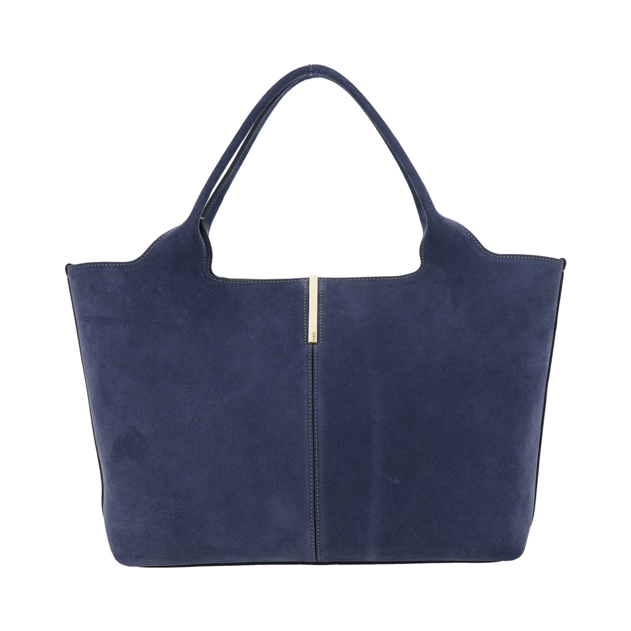 Ebr Blue Tote Bag with Logo Plaque on the Front and Contrasting Stitching in Suede Woman
