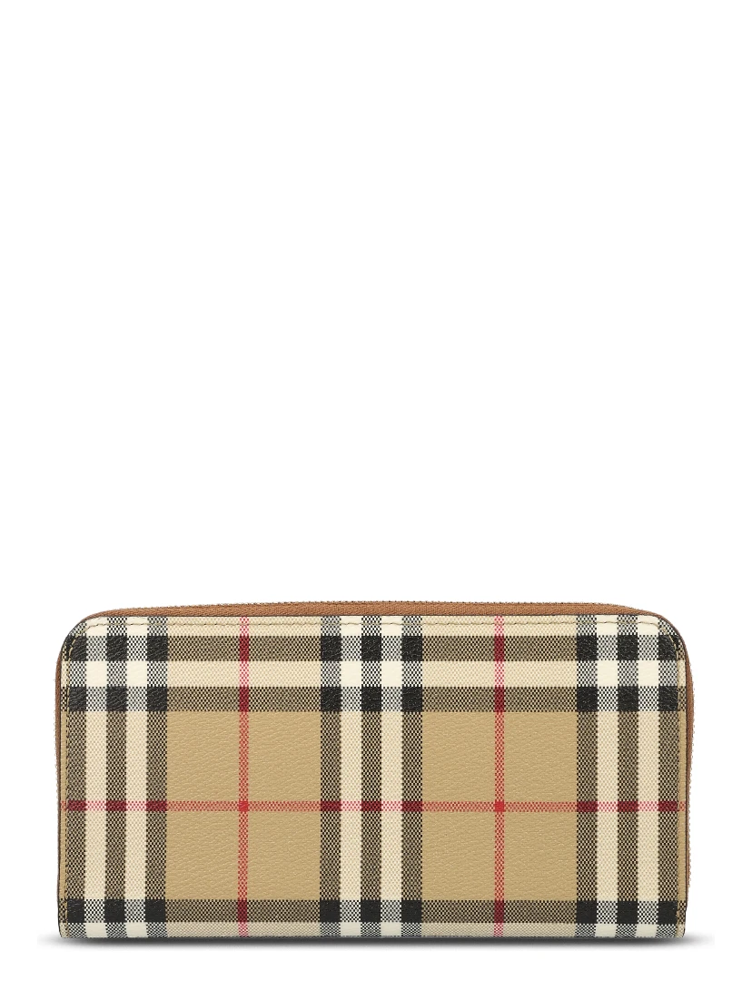 Check E-Canvas and leather zip-around wallet