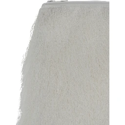 Evano White Clutch with Fringed Design and Zip Closure in Fabric Woman