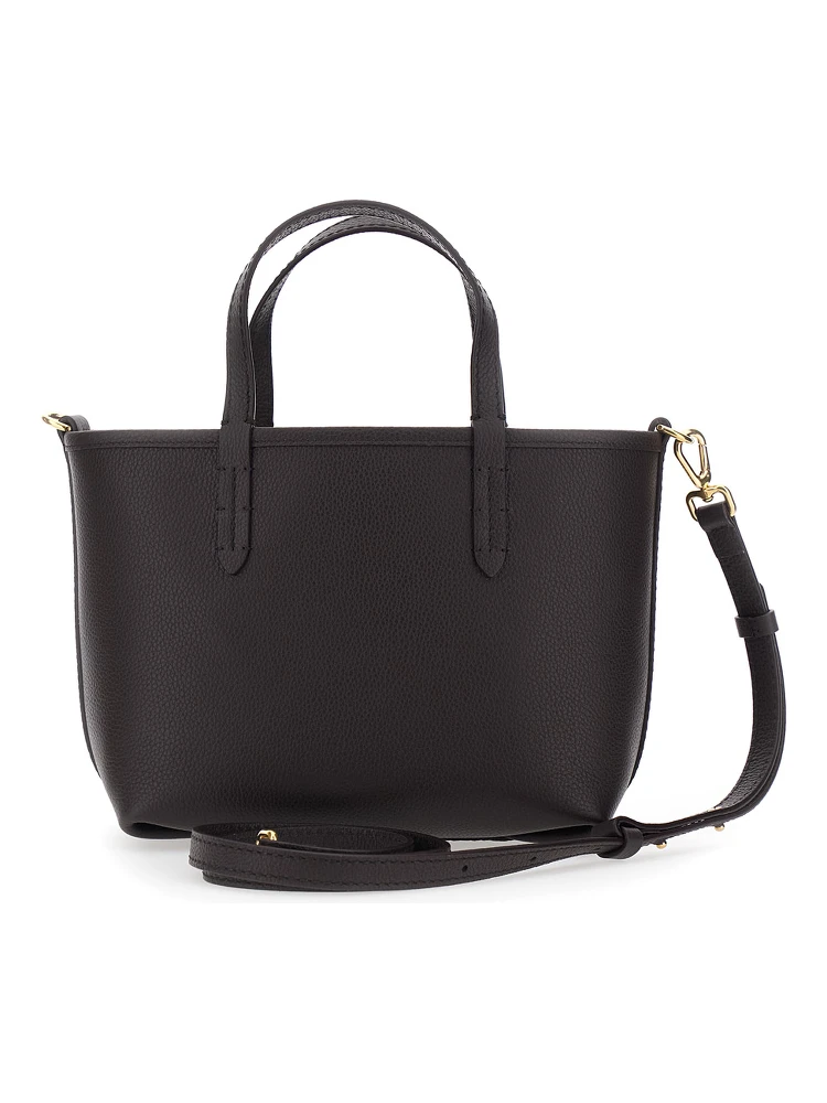 Brown Reversible Tote Bag with Adjustable and Removable Shoulder Strap and EKD Patch on the Front in Leather Woman alternative