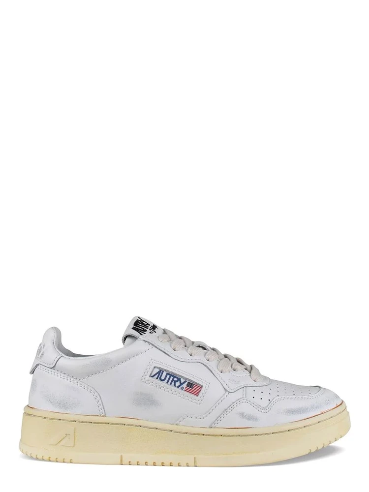 White Leather Low Top Sneakers