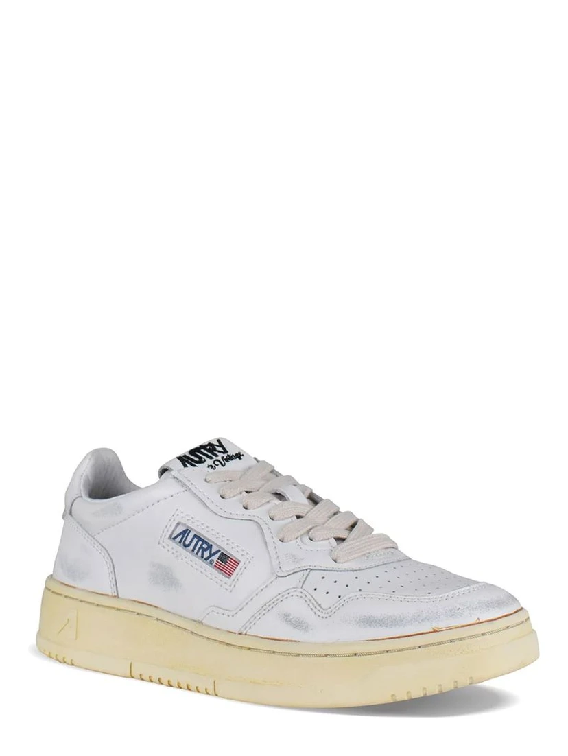 White Leather Low Top Sneakers