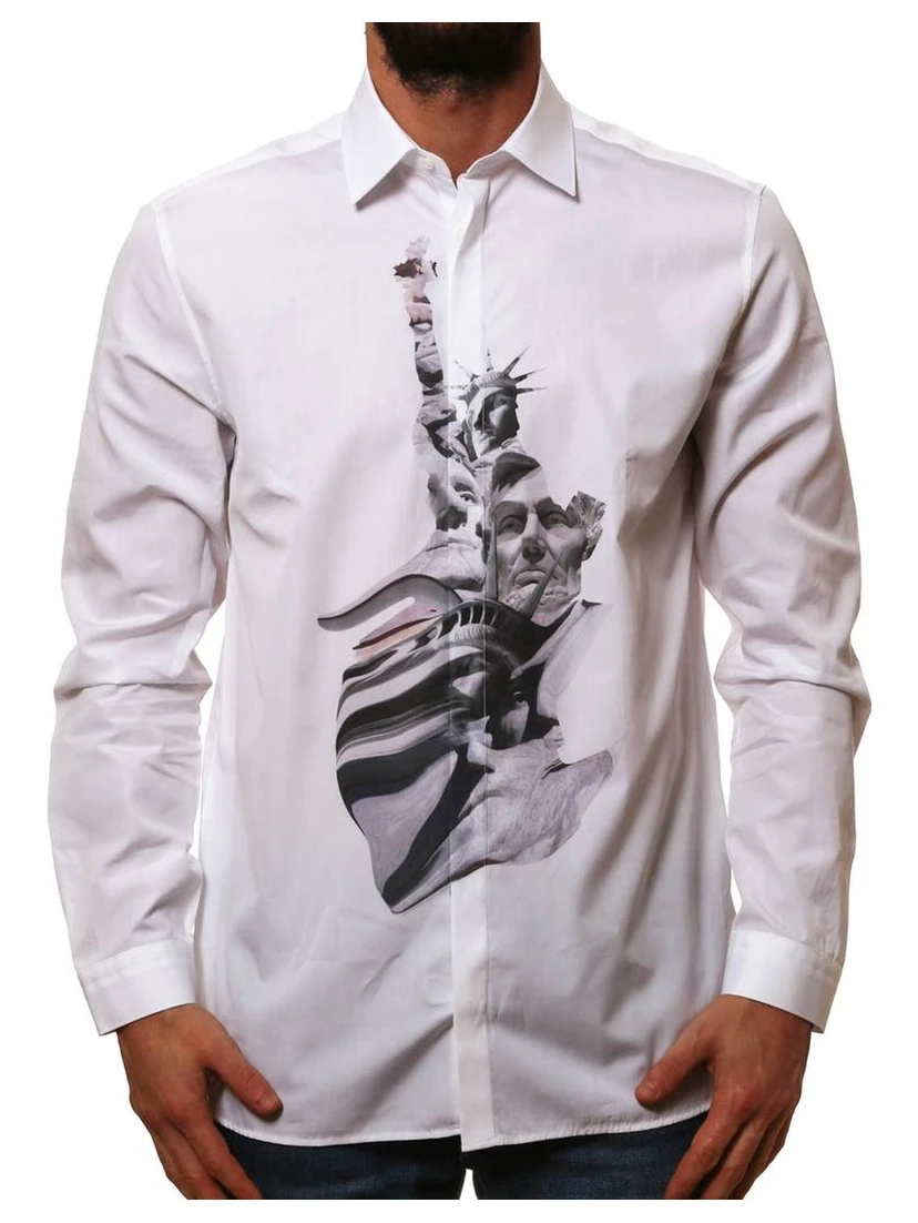 White Cotton Pattern Shirt