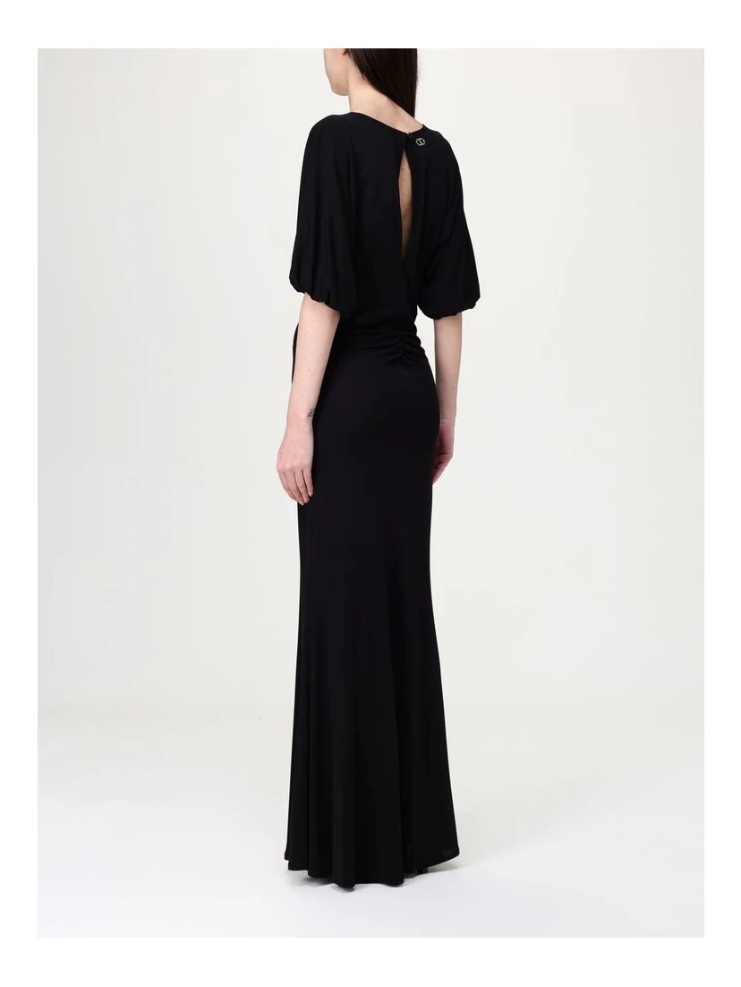 Black Elastane Casual Dress