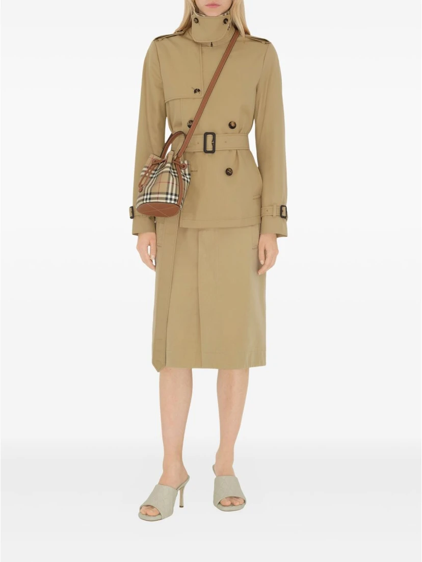 Mini check bucket bag