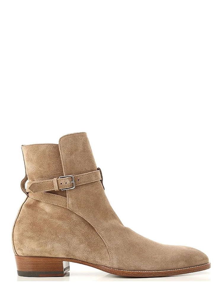 Beige Calfskin Ankle Boots