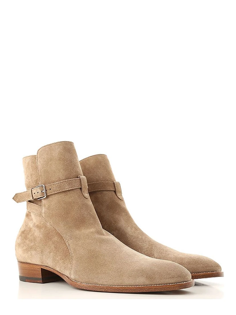 Beige Calfskin Ankle Boots