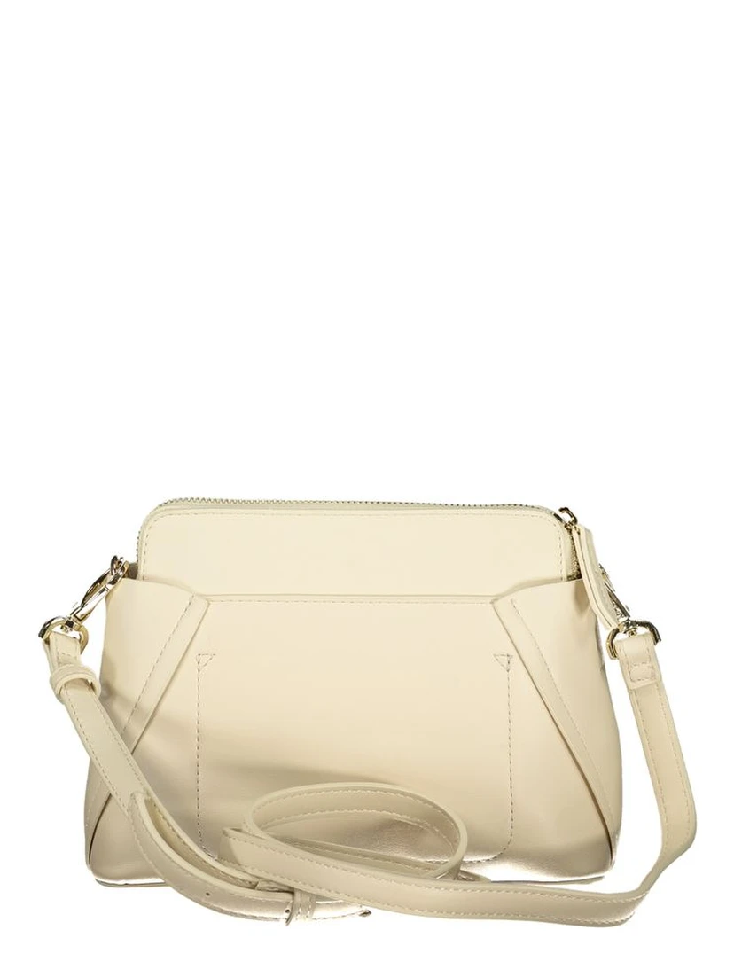 Beige Polyurethane Women Handbag