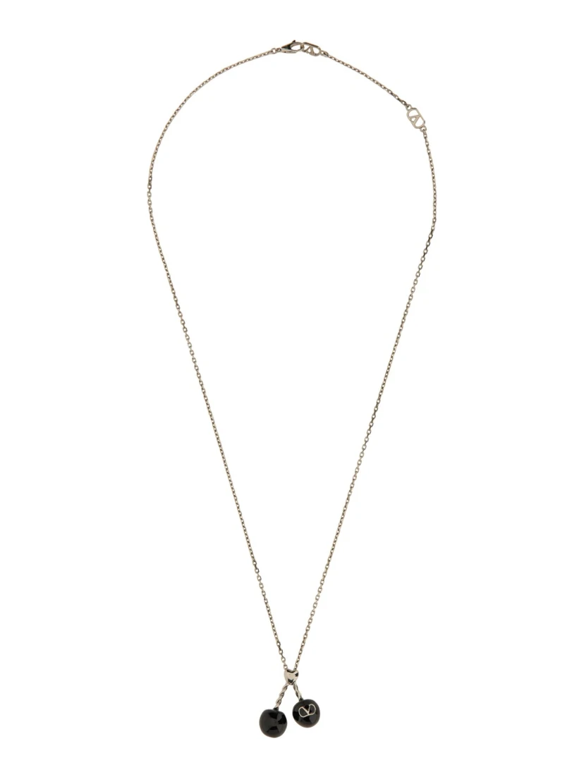 CHEZ VALENTINO METAL AND ENAMEL NECKLACE