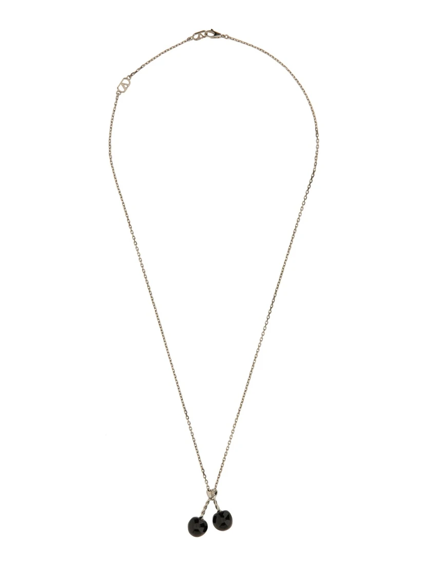 CHEZ VALENTINO METAL AND ENAMEL NECKLACE