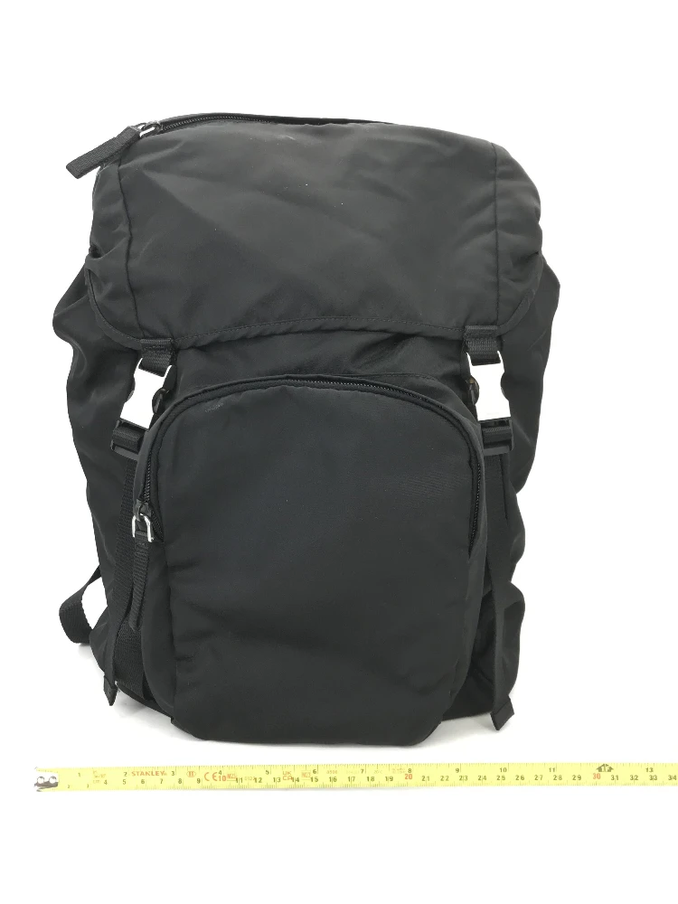 Black Nylon Backpack With Adjustable Straps