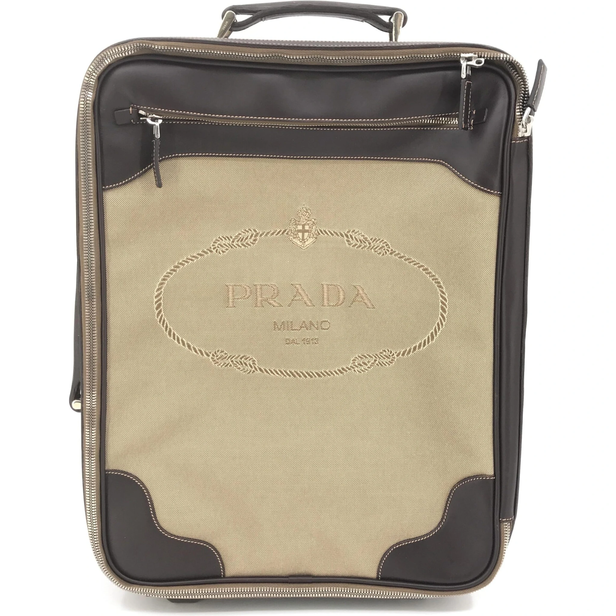 Jacquard Canvas Leather Suitcase