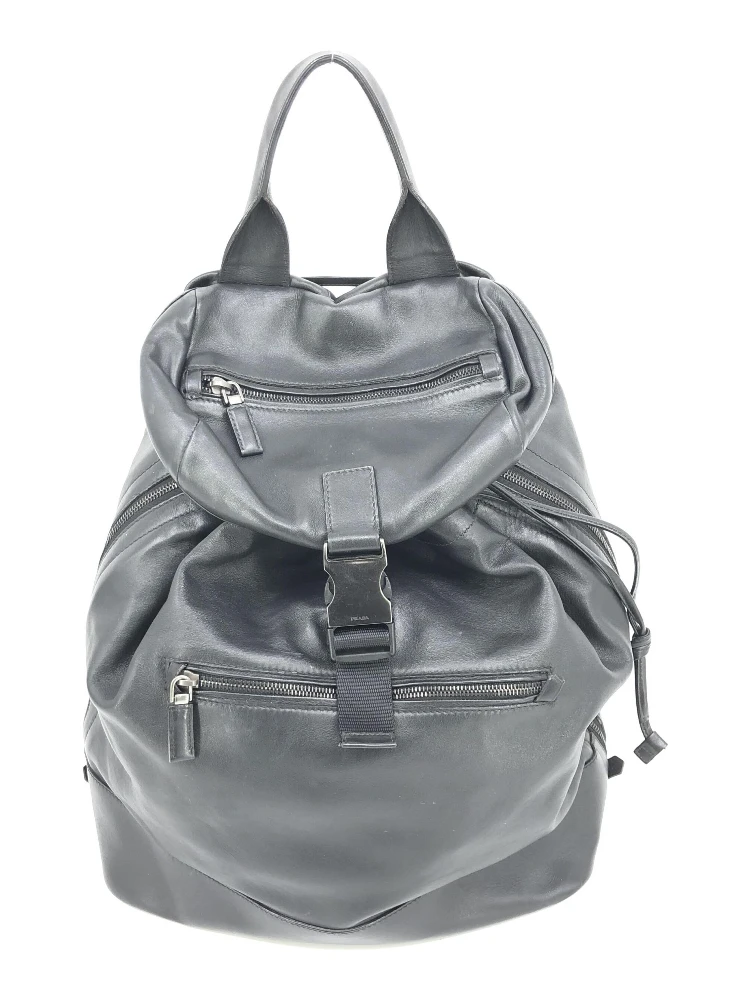 Black Leather Drawstring Backpack alternative