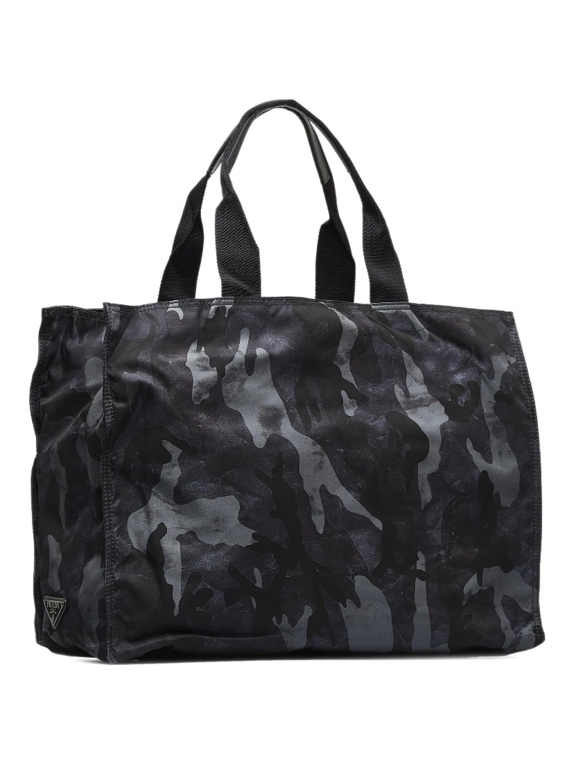 Black Camouflage Tessuto Nylon Tote Bag