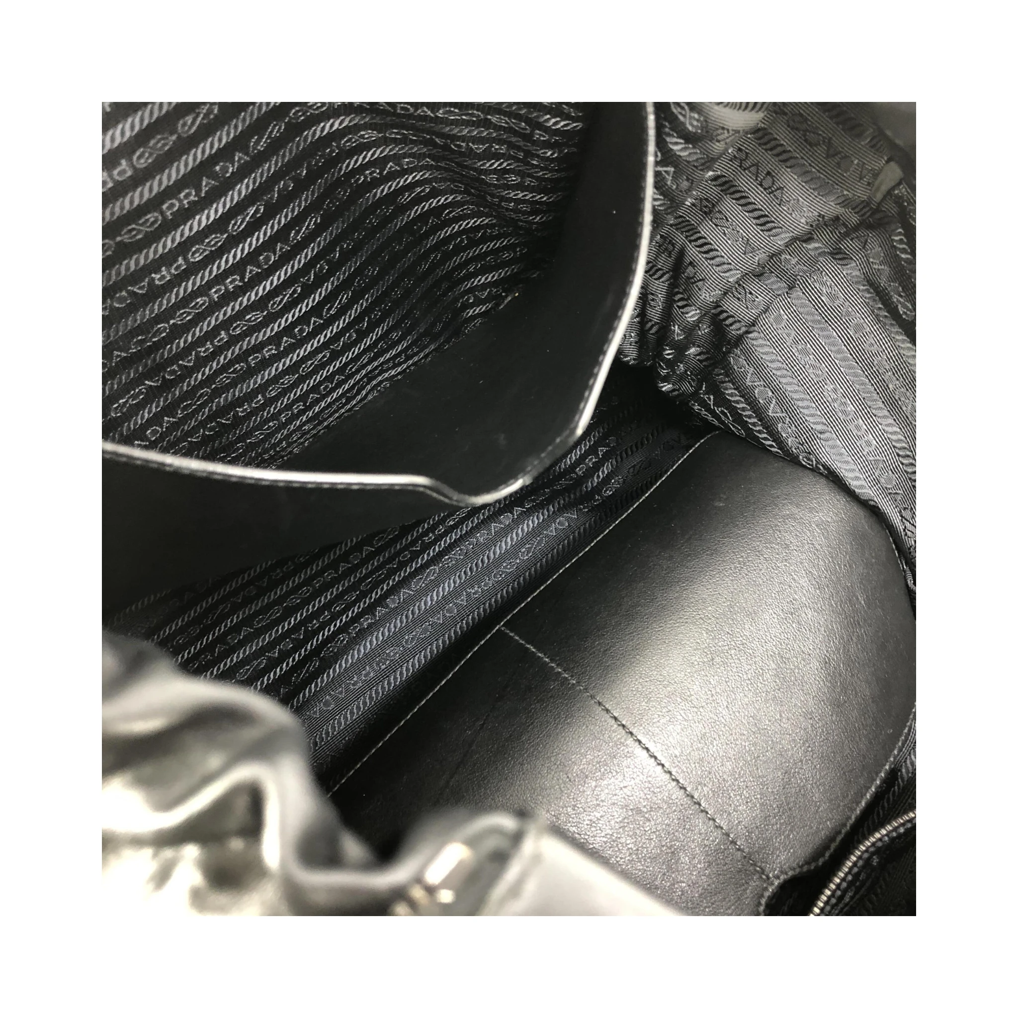 Black Leather Drawstring Backpack