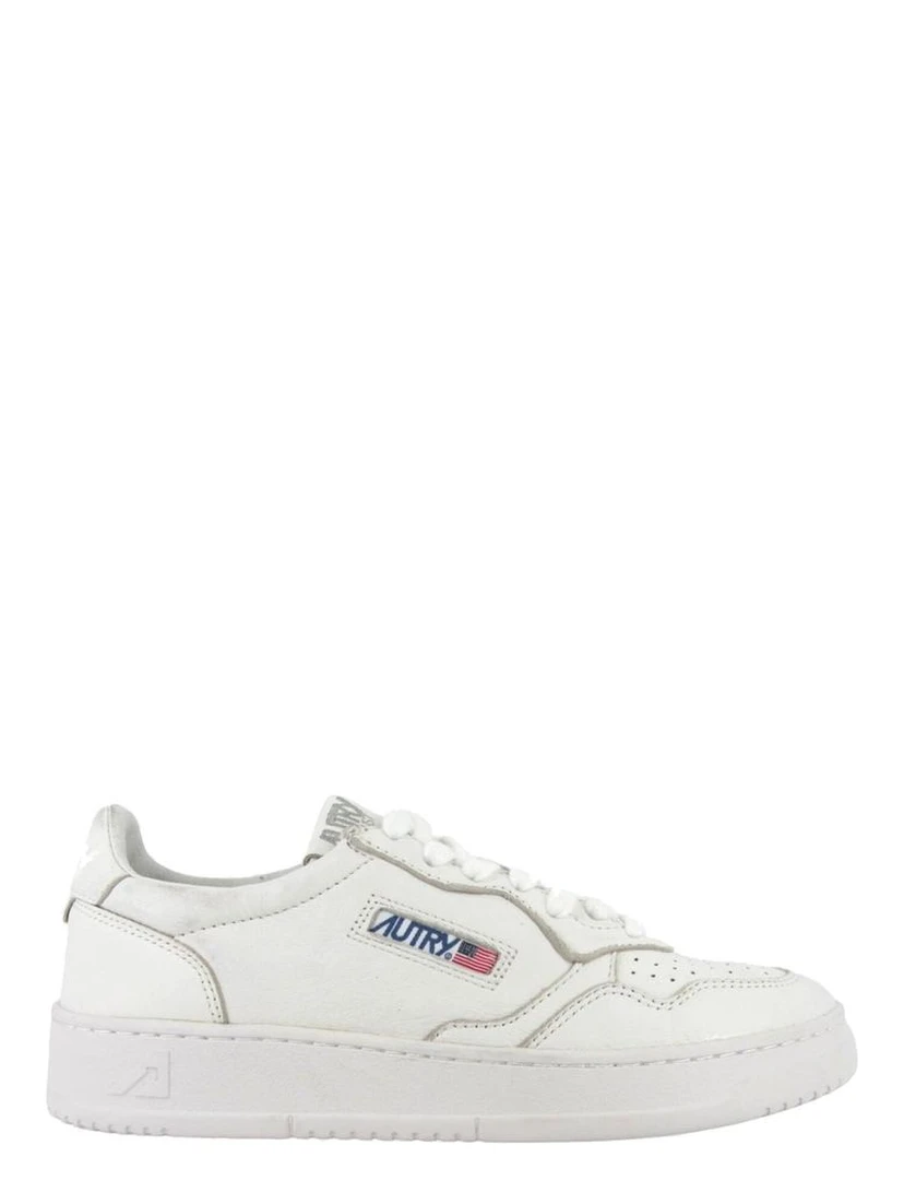 White Leather Low Top Sneakers
