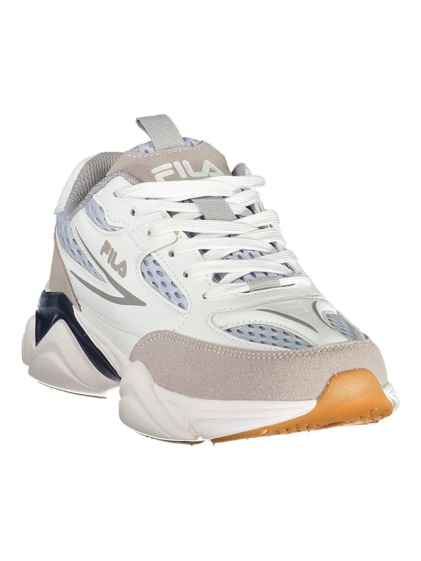 White Polyester Athletic Sneakers