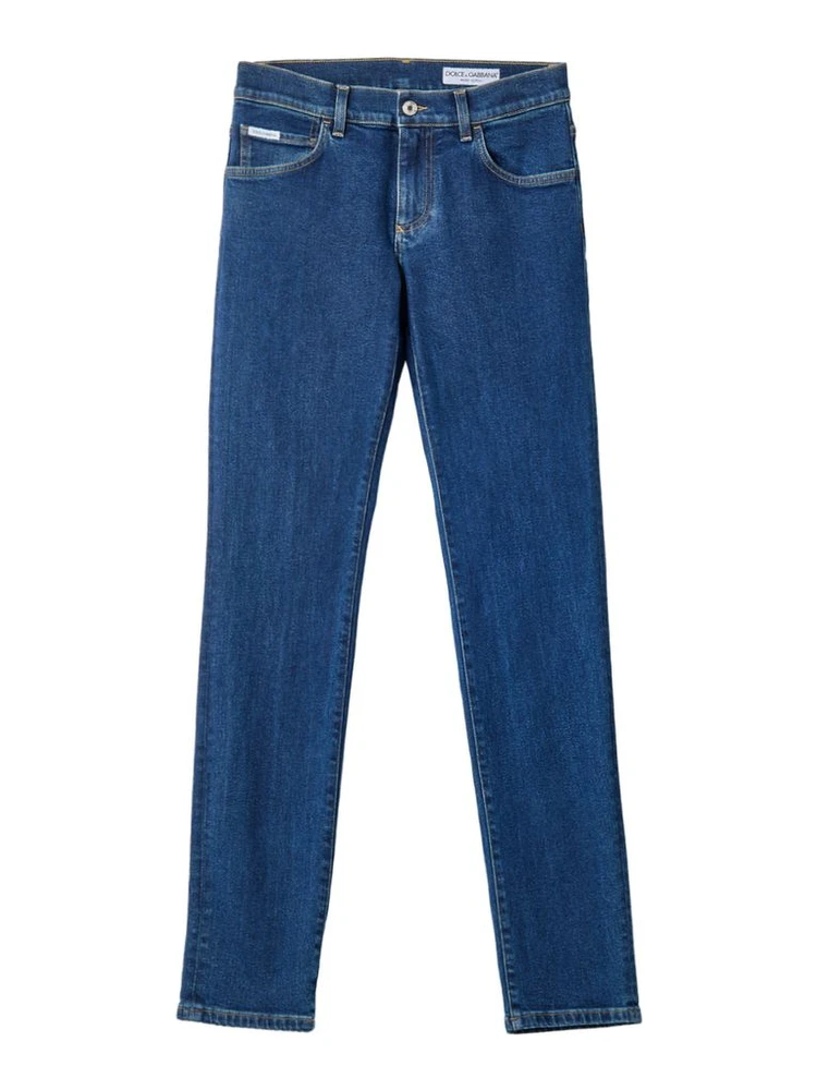 Blue Cotton Skinny Jeans