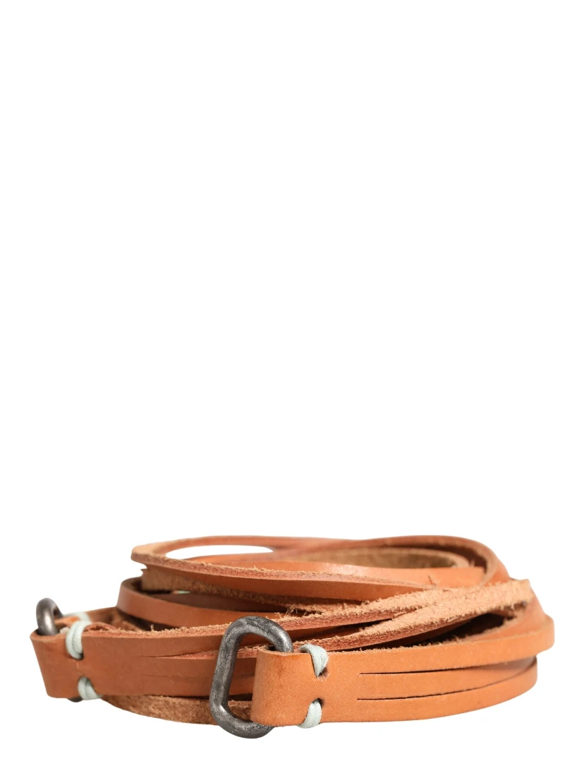 Brown Leather Silver Tone Buckle Waist Belt