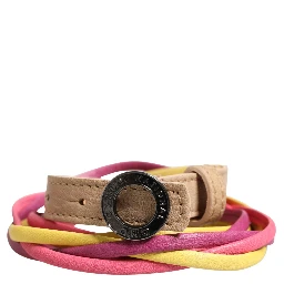 Multicolor Twisted Leather Circle Buckle Belt