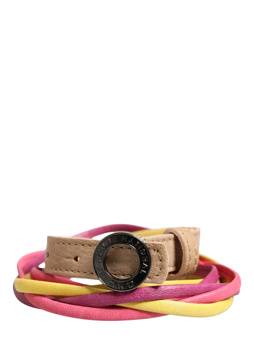 Multicolor Twisted Leather Circle Buckle Belt