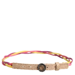 Multicolor Twisted Leather Circle Buckle Belt