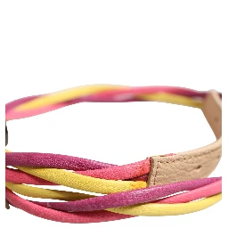 Multicolor Twisted Leather Circle Buckle Belt