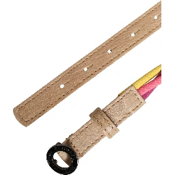 Multicolor Twisted Leather Circle Buckle Belt