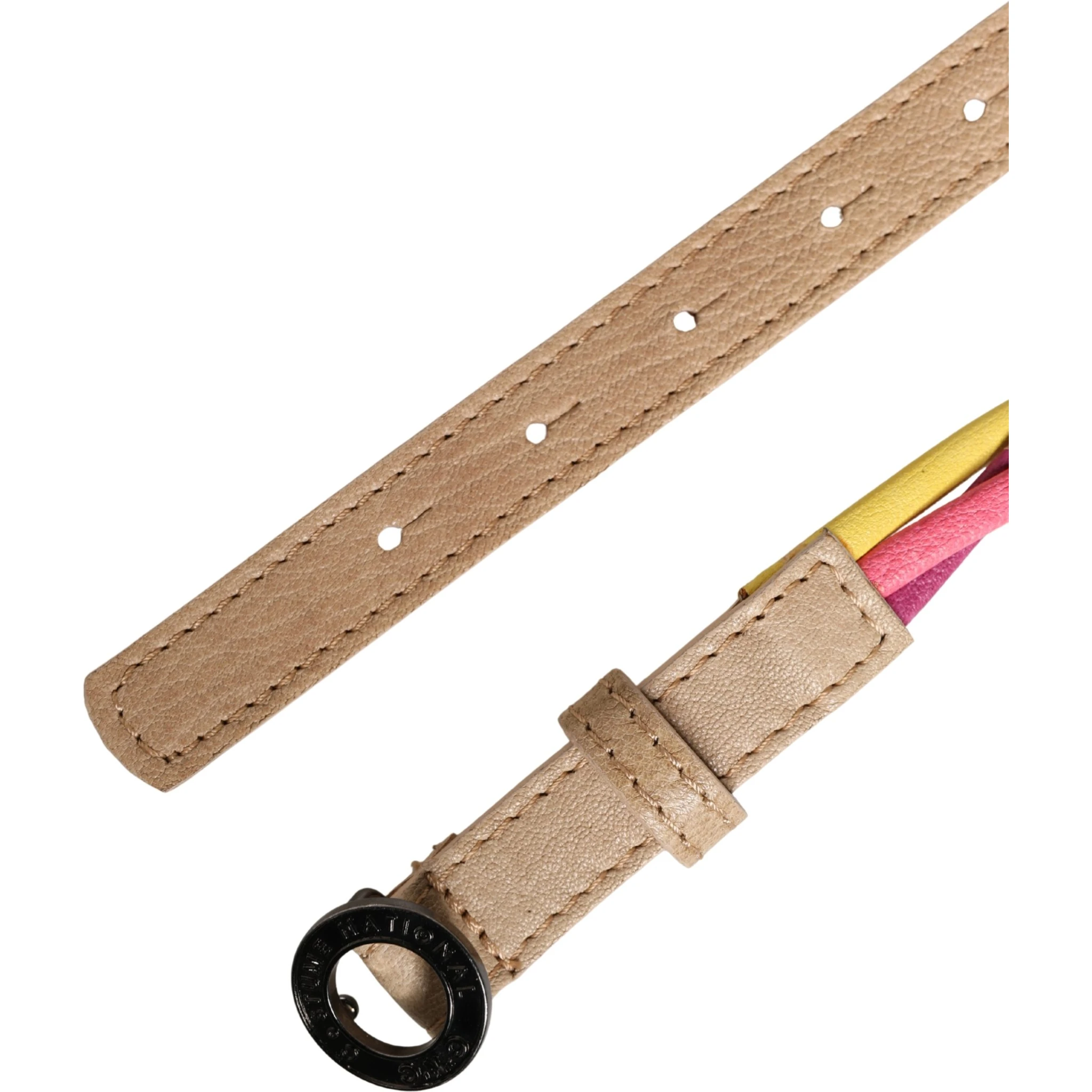 Multicolor Twisted Leather Circle Buckle Belt