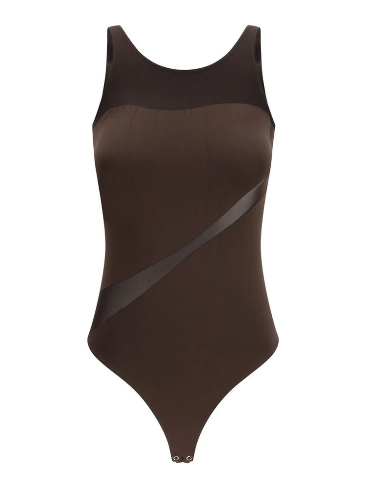 Brown Polyamide Bodysuit